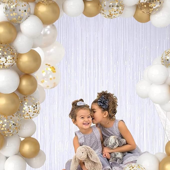 BEISHIDA 4 Pcs White Door Streamers Tinsel Curtain Party Streamers Backdrop - Image 6