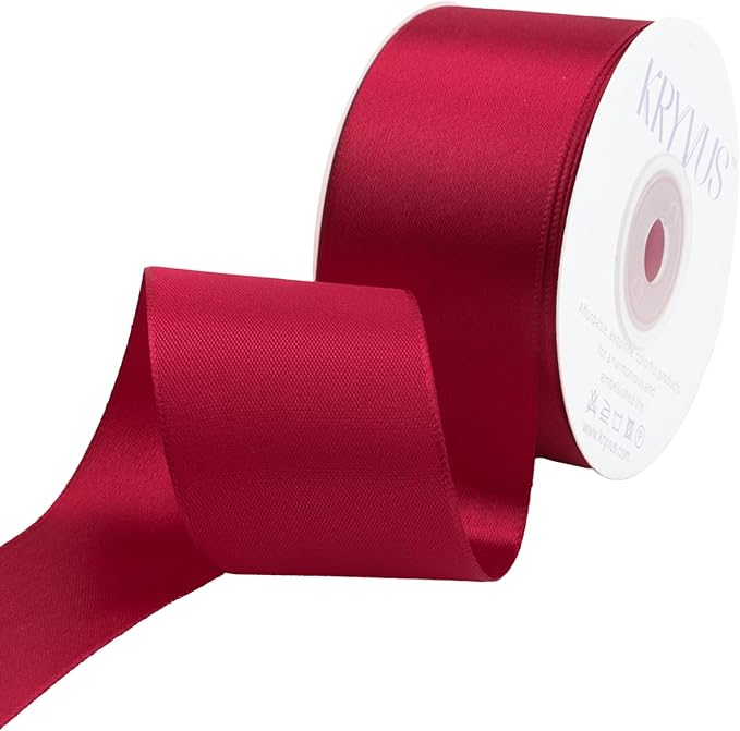 Scarlet Red Satin Ribbon 1-1/2 inch X Continuous 25 Yards, Single Face by Kryvusribbon