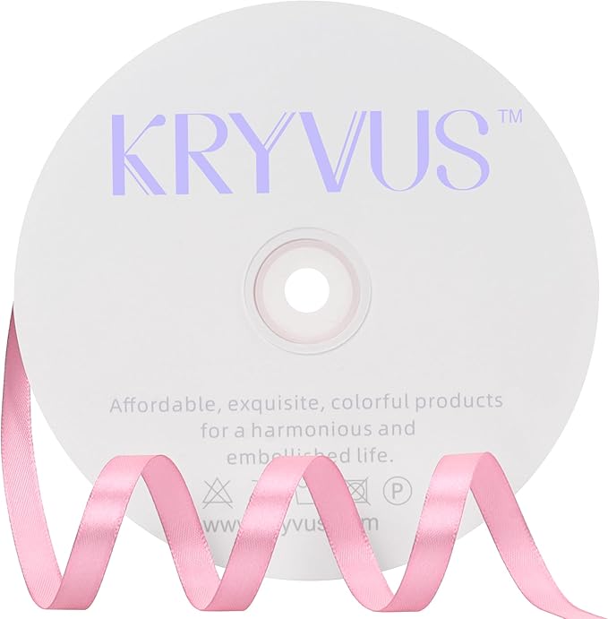 Rose Pink Satin Ribbon 3/8 inch X Continuous 100 Yards, Single Face Polyester by Kryvusribbon