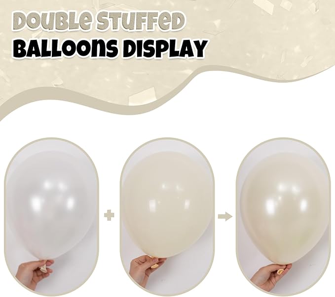 Double Stuffed Pearl Balloons, Two Types Double Stuffed Sand White Balloon - Image 4