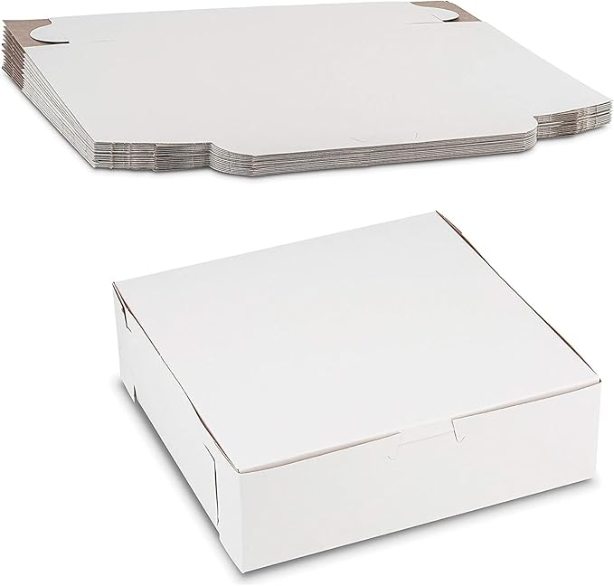 MT Products White Cake Boxes 8" x 8" x 3" by MTProducts