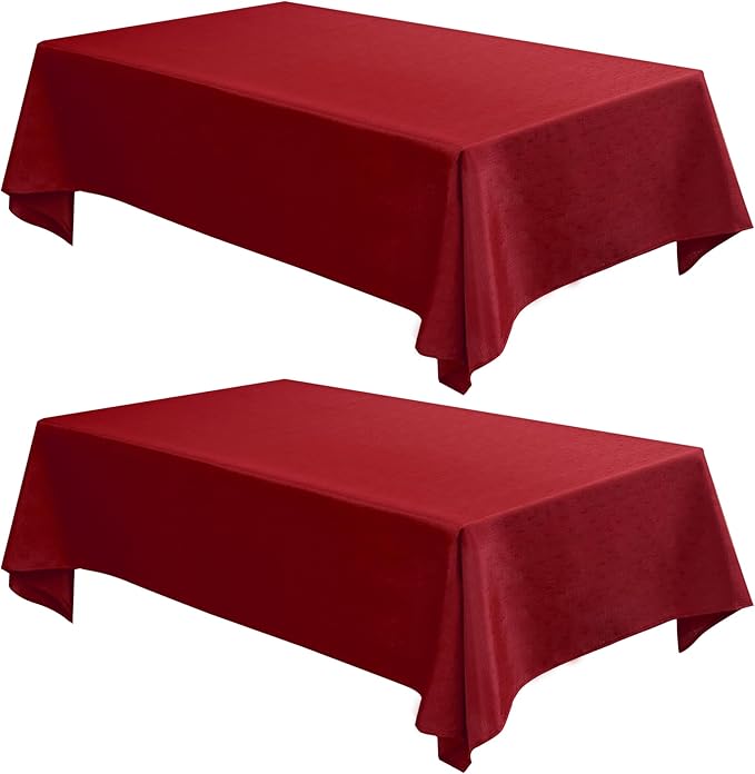 Fitable 2 Pack Faux Linen Christmas Tablecloths, Burlap Textured Fabric Table by Fitable