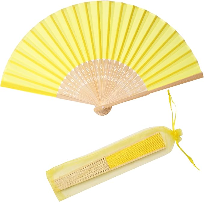 24pcs Imitated Silk Hand Fan Imitated Silk Fabric Bamboo Handheld Folded Fan by SLcrafts