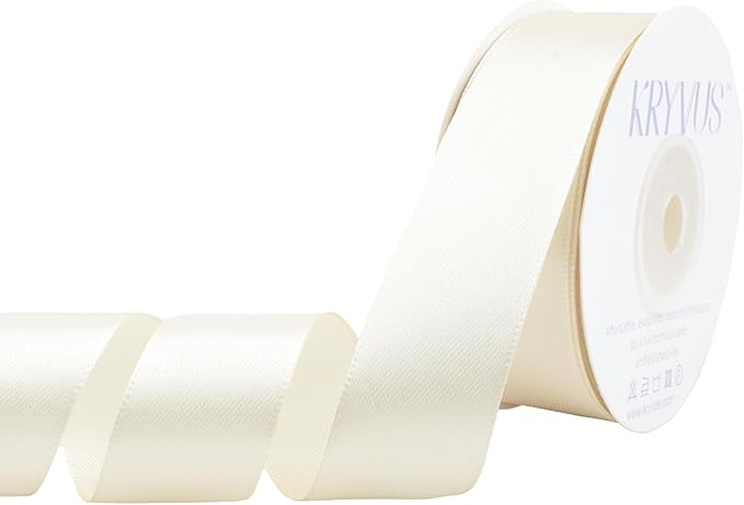 Beige Satin Ribbon 1 inch X Continuous 25 Yards, Single Face Polyester Ribbon by Kryvusribbon