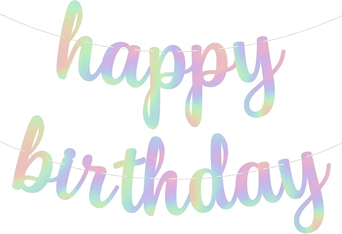 KatchOn, Pre-Strung Iridescent Happy Birthday Banner by KatchOn