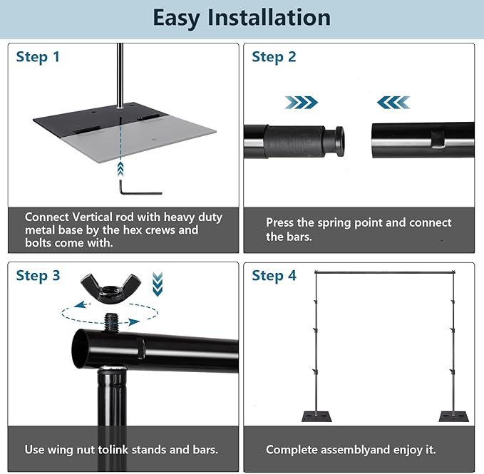 SLOW DOLPHIN Pipe and Drape Photography Backdrop Stand Kit Adjustable Photo - Image 4