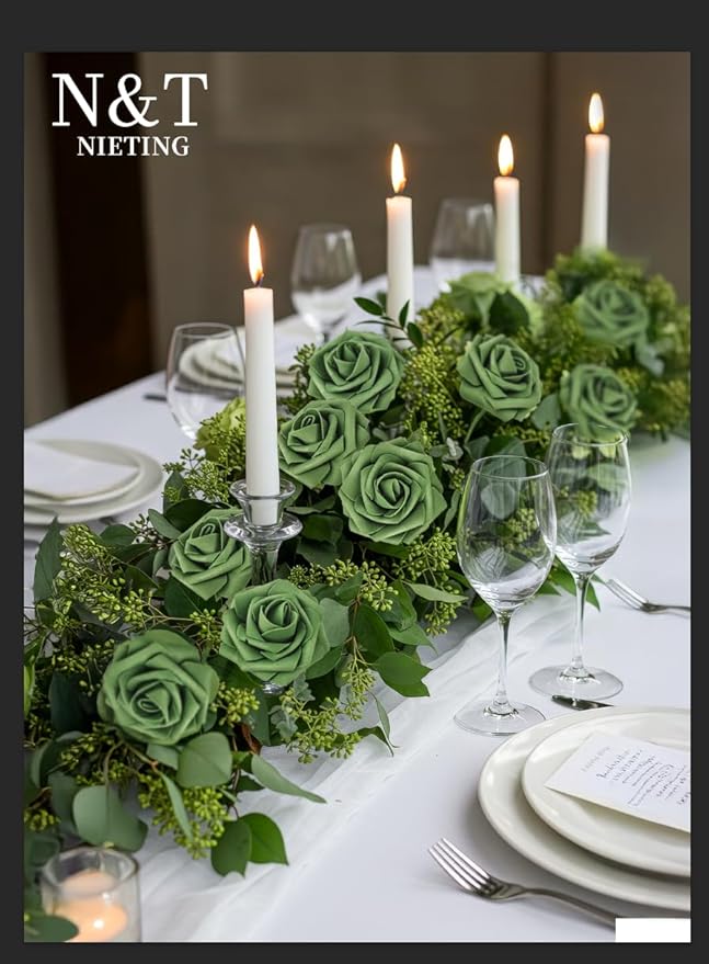 N&T NIETING Roses Artificial Flowers, Army Green - Image 4