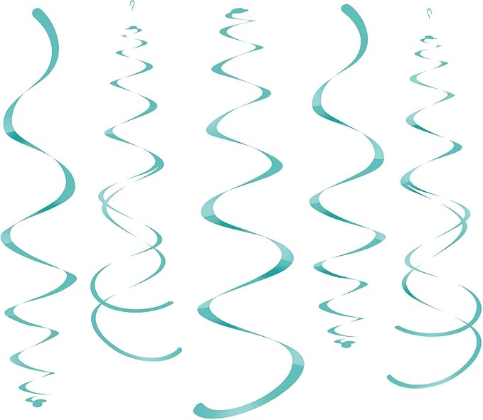WEVEN Teal Party Hanging Swirl Decorations Plastic Streamer by WEVEN