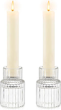 Candle Holder Glass Candlestick Holders: Hewory 2PCS Clear Taper Candle Holders by Hewory