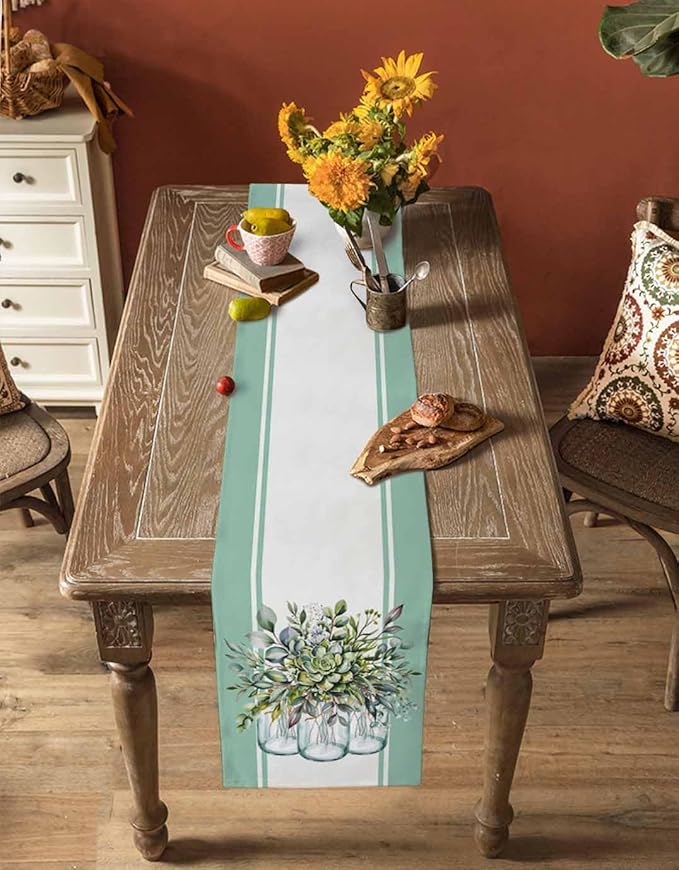 Eucalyptus Cotton Linen Table Runner - Image 4