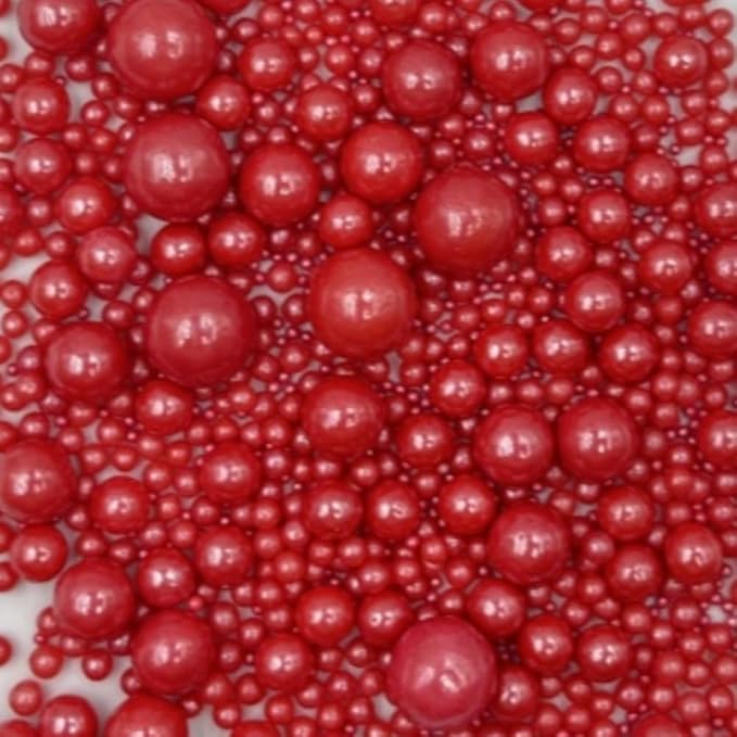 Edible Pearl Sugar Sprinkles Red Candy Mixing Size Baking Edible Cake - Image 2