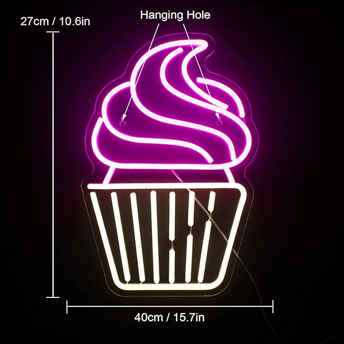 Cupcake Neon Sign Led Pink Warm White Neon Lights - Image 2