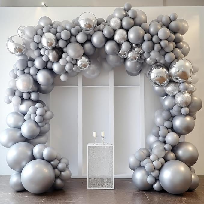 Bezente Metallic Silver Balloons Latex Balloons - Image 9