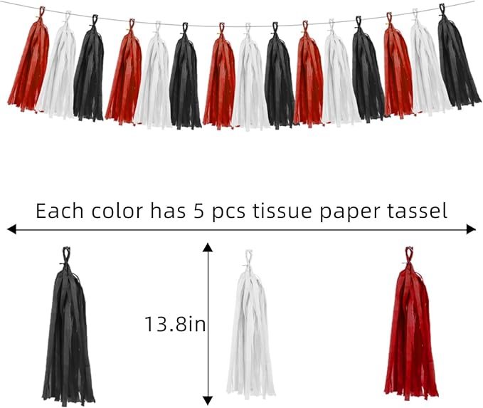 White Red Black Party Decorations - Image 2