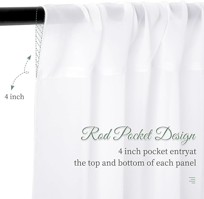 4 Panels White Wedding Ceiling Drapes 5ftx40ft Ceiling Drapes Chiffon Fabric - Image 6