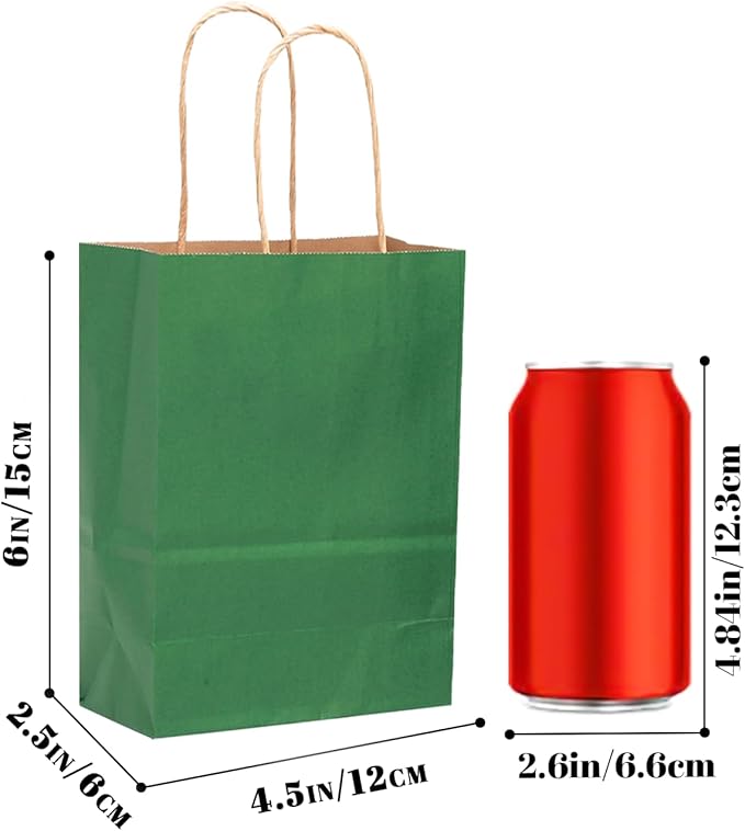 qiqee 50-Packs Kraft Deep Green Paper Gift Bags - Image 3