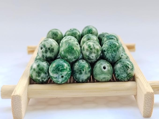 Stone Beads 8mm 100pcs Green Spot Jasper Beads Round Loose Gemstones Beads - Image 2