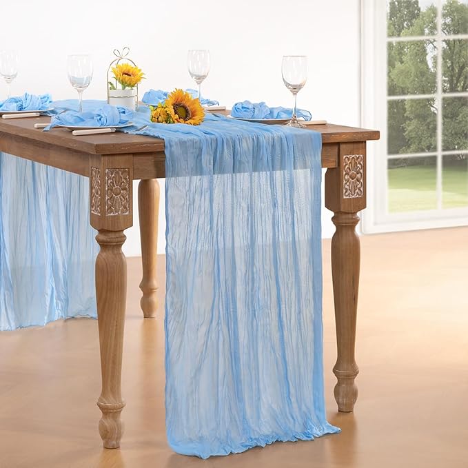 Baby Blue Cheesecloth Table Runner 12 Pack Fall Table Runners Boho Gauze 120 - Image 6
