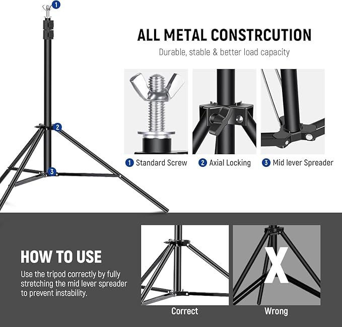 Neewer Photo Studio Backdrop Support System, 10ft/3m Wide 6.6ft/2m High - Image 7