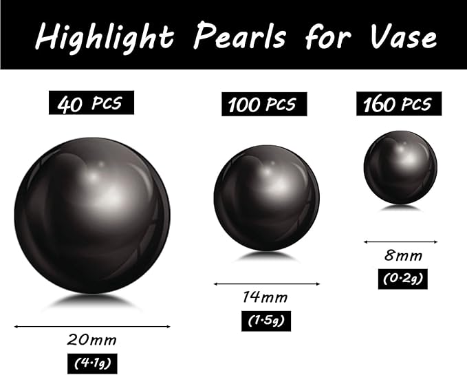 300Pcs Black Polished No Hole Faux Pearl Beads - Image 2