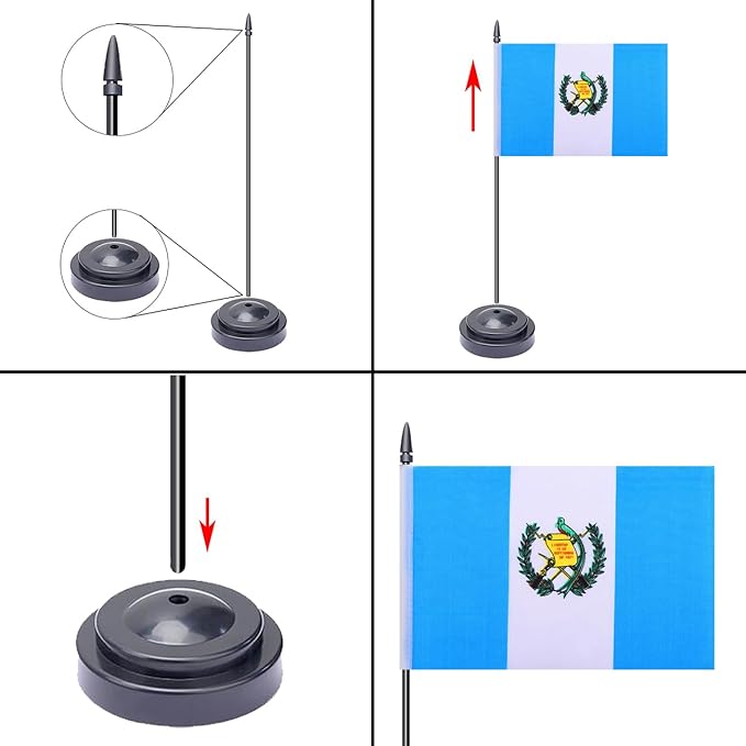 WXTWK 2 Pack Guatemala Flag Guatemala Deluxe Desk Flag Set - Image 3