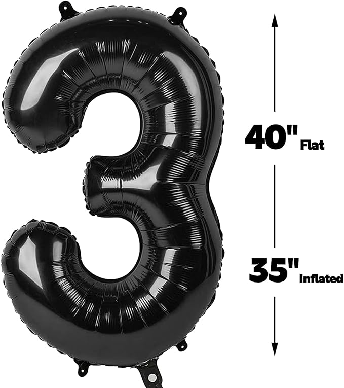Black Number 30 Balloon, 40 Inch, Birthday Party Decorations, Graduation - Image 2