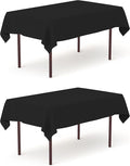 Pomp Black 60" x 84" Poplin Polyester Tablecloth | Wrinkle + Stain Resistant by POMP