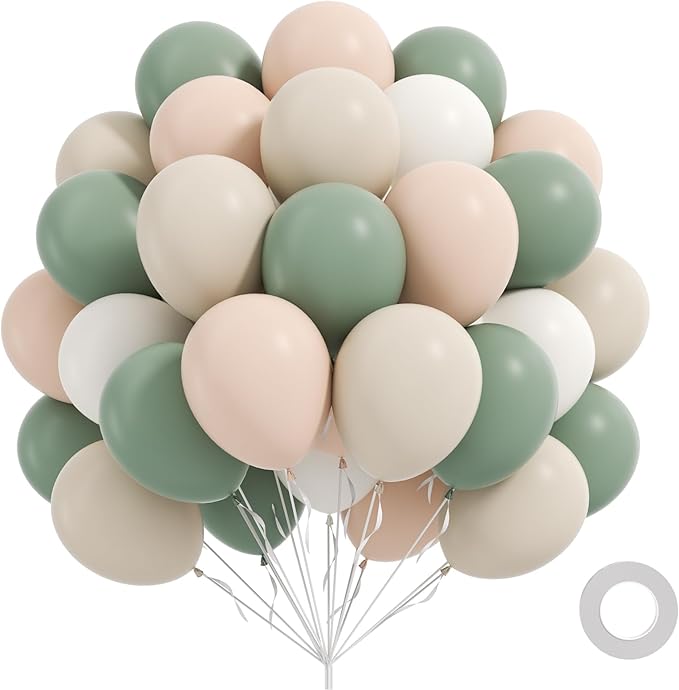 60pcs Sage Green Balloons 12inch by Leraqertra