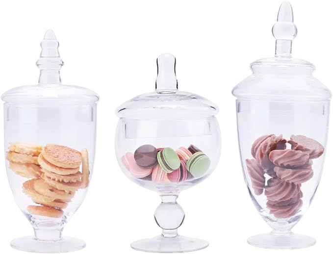 Glass Apothecary Jars with Lids, Small Storage Containers by DiamondStar