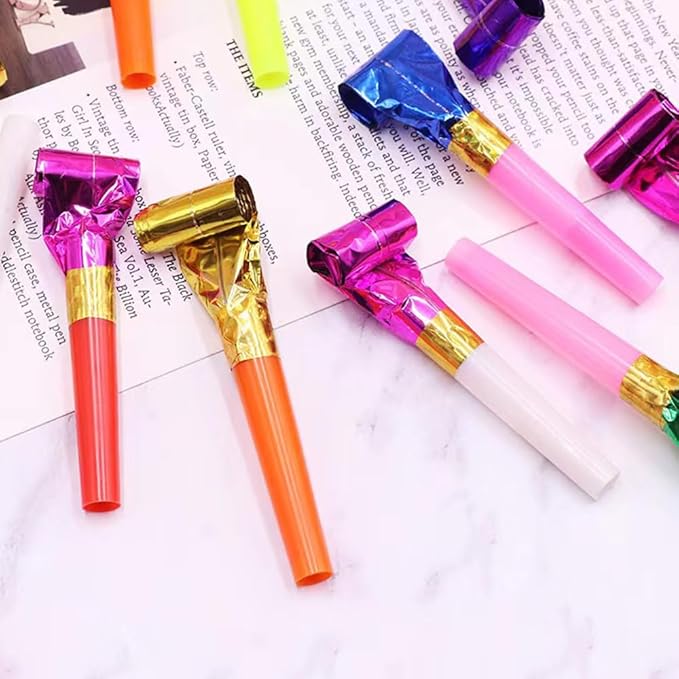 100 Pcs Party Blower, Colorful Birthday Noisemakers Funny Birthday Blow Horns - Image 3