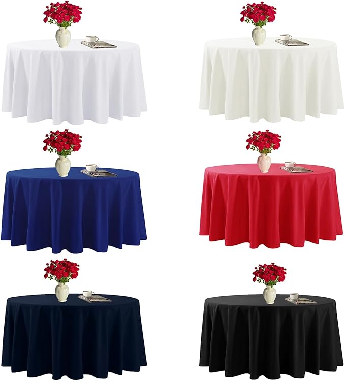 Fokitut 6 Pack Round Tablecloth, 132 Inch, Stain Resistant and Wrinkle - Image 7