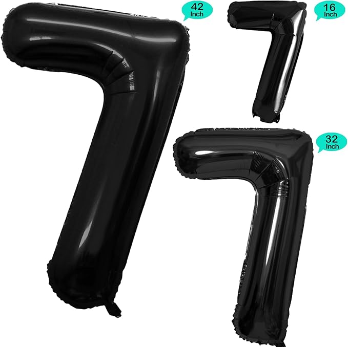 GOER Black Foil Balloons Number 7, Huge Number Balloons - Image 2