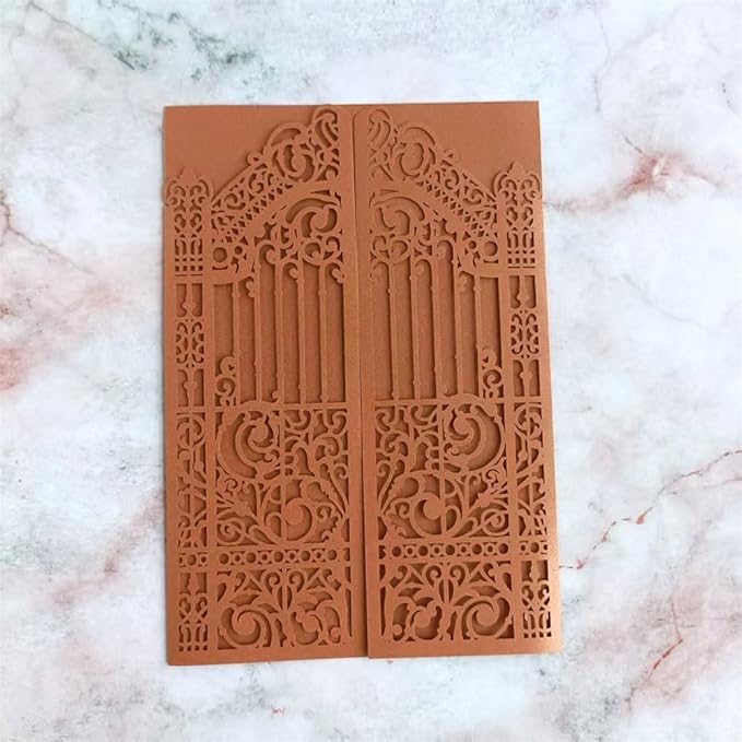 MillaSaw Bronze Fence Laser Cut Invitation Cards Pocket - Image 4