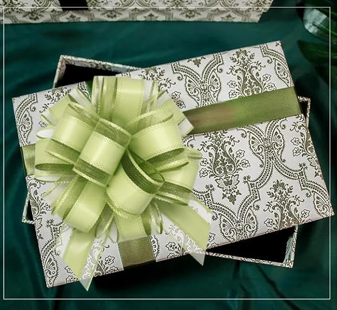 6 Count Large Pull Bows, 6 inches, Valentine's Day, Bean Green - Image 4