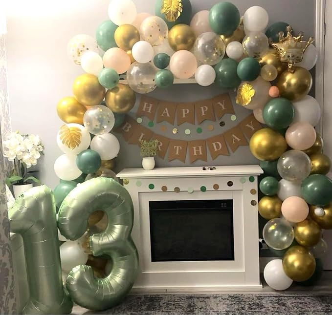 40 Inch Sage Green 3 Large Number Balloon, 3 13 23 30 33 36 Oliver Green - Image 5