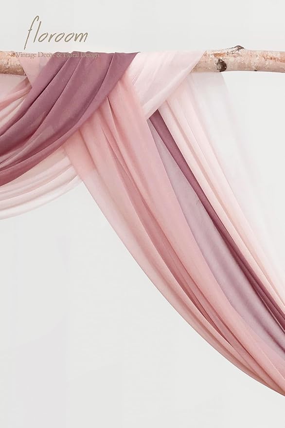 Floroom Wedding Arch Draping Fabric 3 Panels 20Ft Chiffon Fabric Drapes Arbor - Image 5