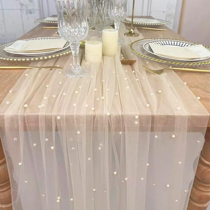 EHLDekol Pearl Table Cloth Elegant Polyester Table Runner - Image 3