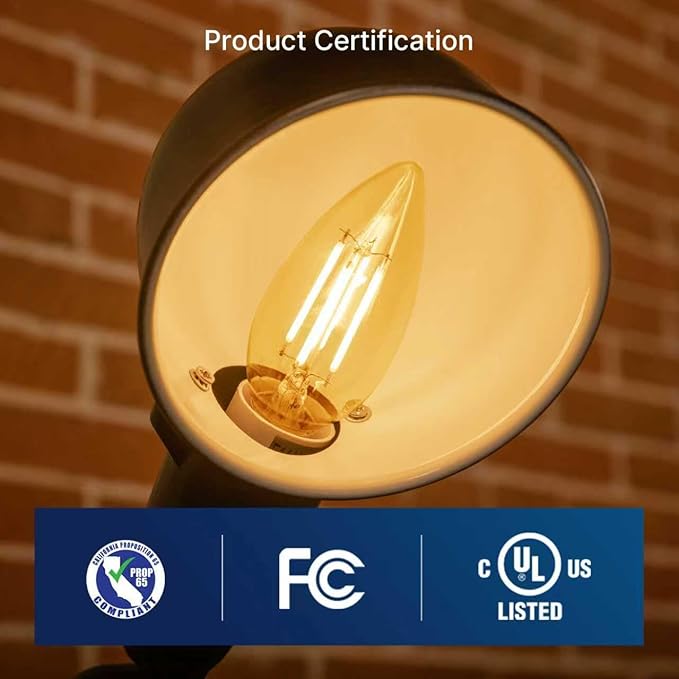 FLSNT 40W Equivalent LED Chandelier Light Bulbs, Dimmable Amber LED B11 E26 - Image 5