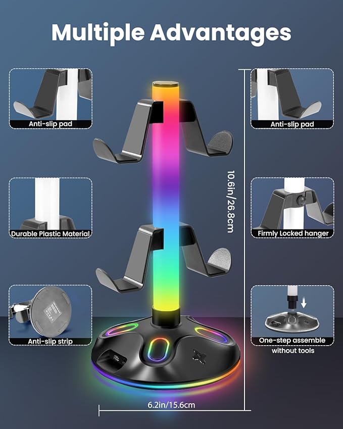 RGB Headphone Stand for Desk, Innovative Headset Stand - Image 3