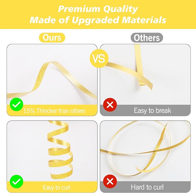 Gold Glitter Curling Ribbon, 500 Yard Curly Ribbon - Image 2