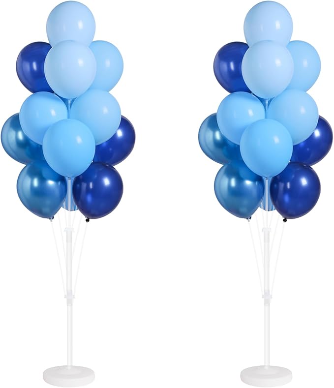 Balloon Sticks with Base for Floor or Table, Metallic Pearl Baby Blue Balloon by Tosuced