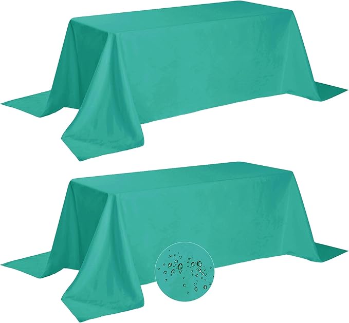 Fokitut 2 Pack Waterproof Rectangle Tablecloth, 90x156 Inch, Stain Resistant by BalsaCircle