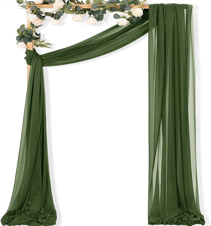 MLMC Olive Green Wedding Arch Draping Fabric 1 Panel 29" x 20 FT Extra Long by MLMC