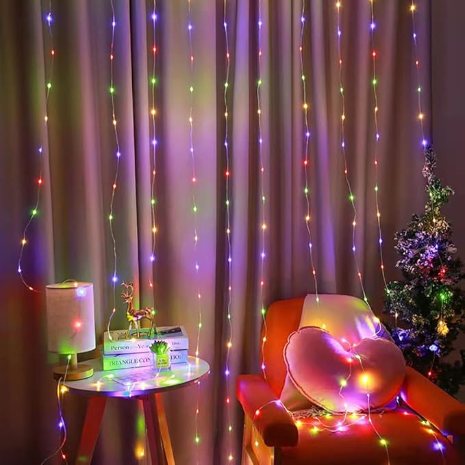 YEOLEH Curtain String Lights, Waterproof Copper Wire Curtain Lights - Image 3