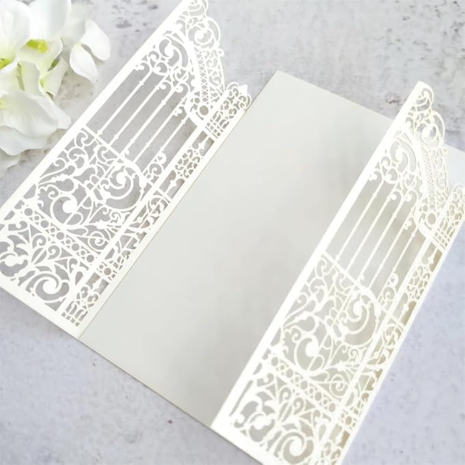 MillaSaw Glitter Ivory Invitation Card - Image 4