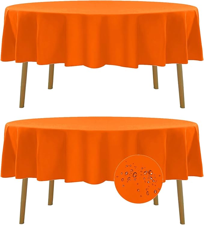 Fokitut 2 Pack Waterproof Round Tablecloth, 60 Inch, Stain Resistant and by BalsaCircle