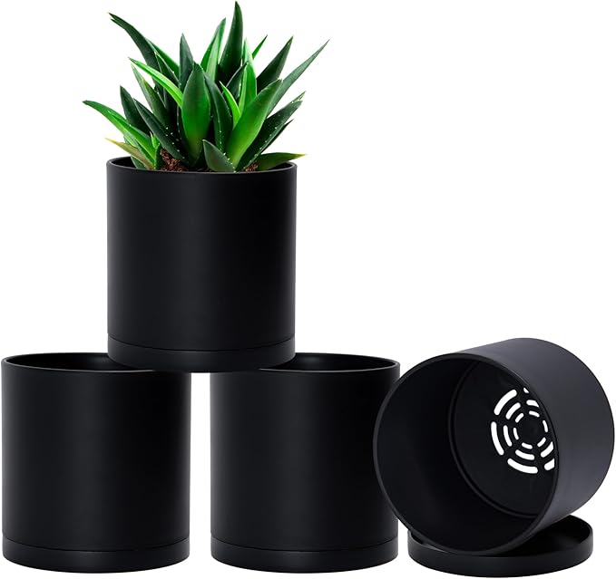 D'vine Dev 4 Pack 5 Inch Modern Plastic Plant Pots, Small Garden Planters by DvineDevPlanterPotsandStand