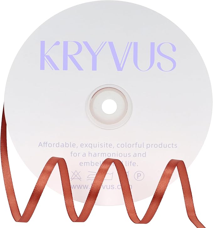 Copper Satin Ribbon 1/4 inch X Continuous 100 Yards, Single Face Polyester by Kryvusribbon