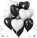 Black White Heart Balloons, 18 Inch Large Matt Black and White Heart Shape Foil by TAOYE
