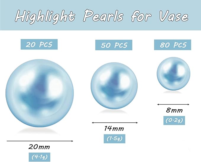 150Pcs Light Blue Polished No Hole Faux Pearl Beads - Image 3